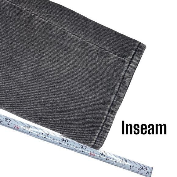 American Eagle Hi Rise Girlfriend buttonfly Denim Jeans Womens 12 x-long black - Picture 9 of 9